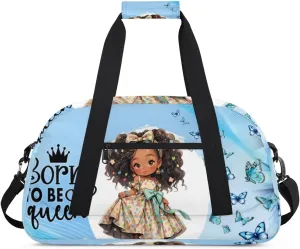 Duffle Bag African Girl Beautiful Butterfly PersonalizedGym Bag Travel Bag Luggage Bag Waterproof Lightweight Sports for Dance Gymnastics Cheers Soccer Wrestling Hospital, for Weekender Overnight