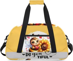 Duffle Bag Bee Sunflower Flower PersonalizedGym Bag Travel Bag Luggage Bag Waterproof Lightweight Sports for Dance Gymnastics Cheers Soccer Wrestling Hospital, for Weekender Overnight