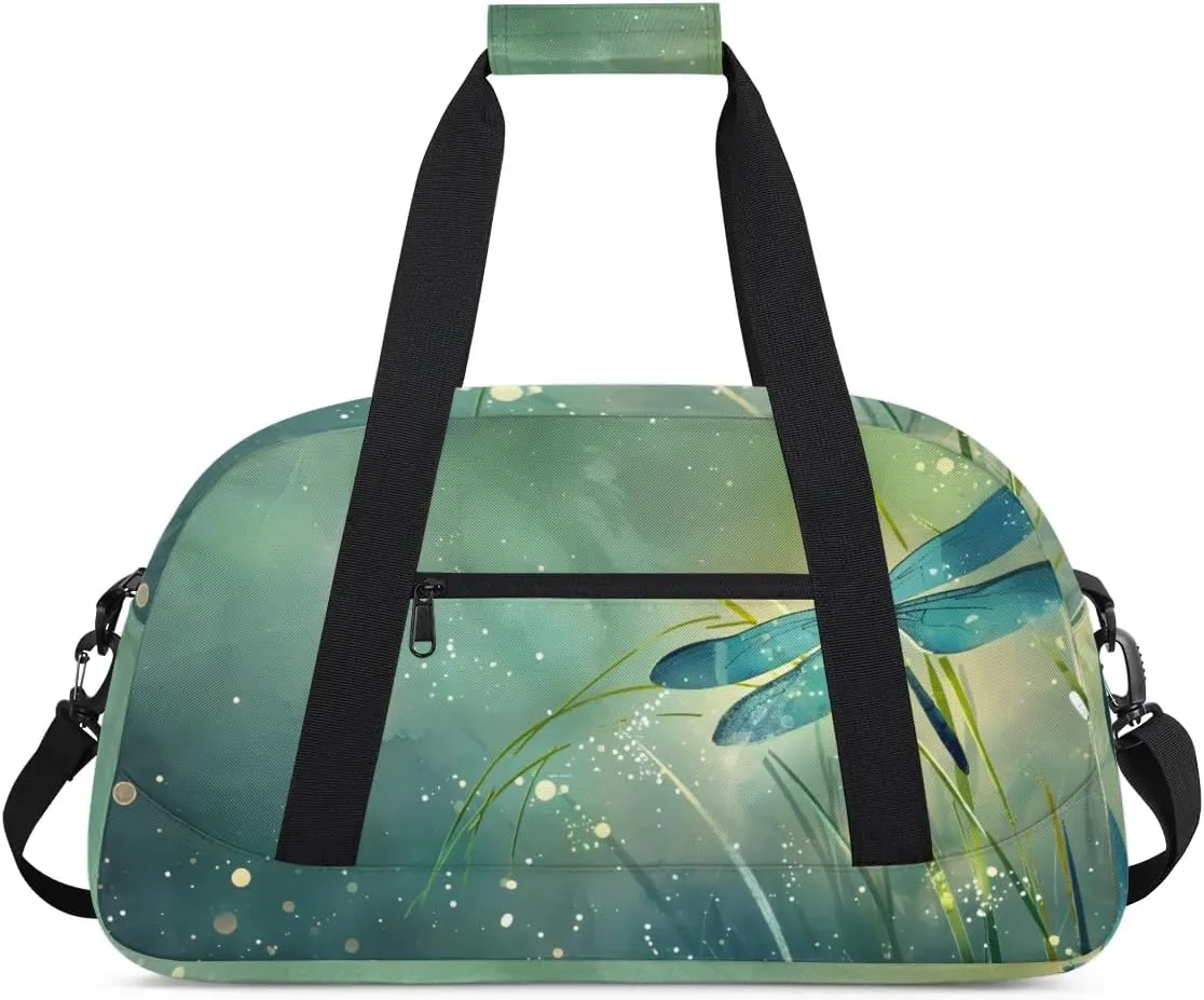 Duffle Bag Dragonfly Plant Sunlight Oil Painting Gym Bag Travel Bag Luggage Bag Waterproof Lightweight Sports for Dance Gymnastics Cheers Soccer Wrestling Hospital, for Weekender Overnight