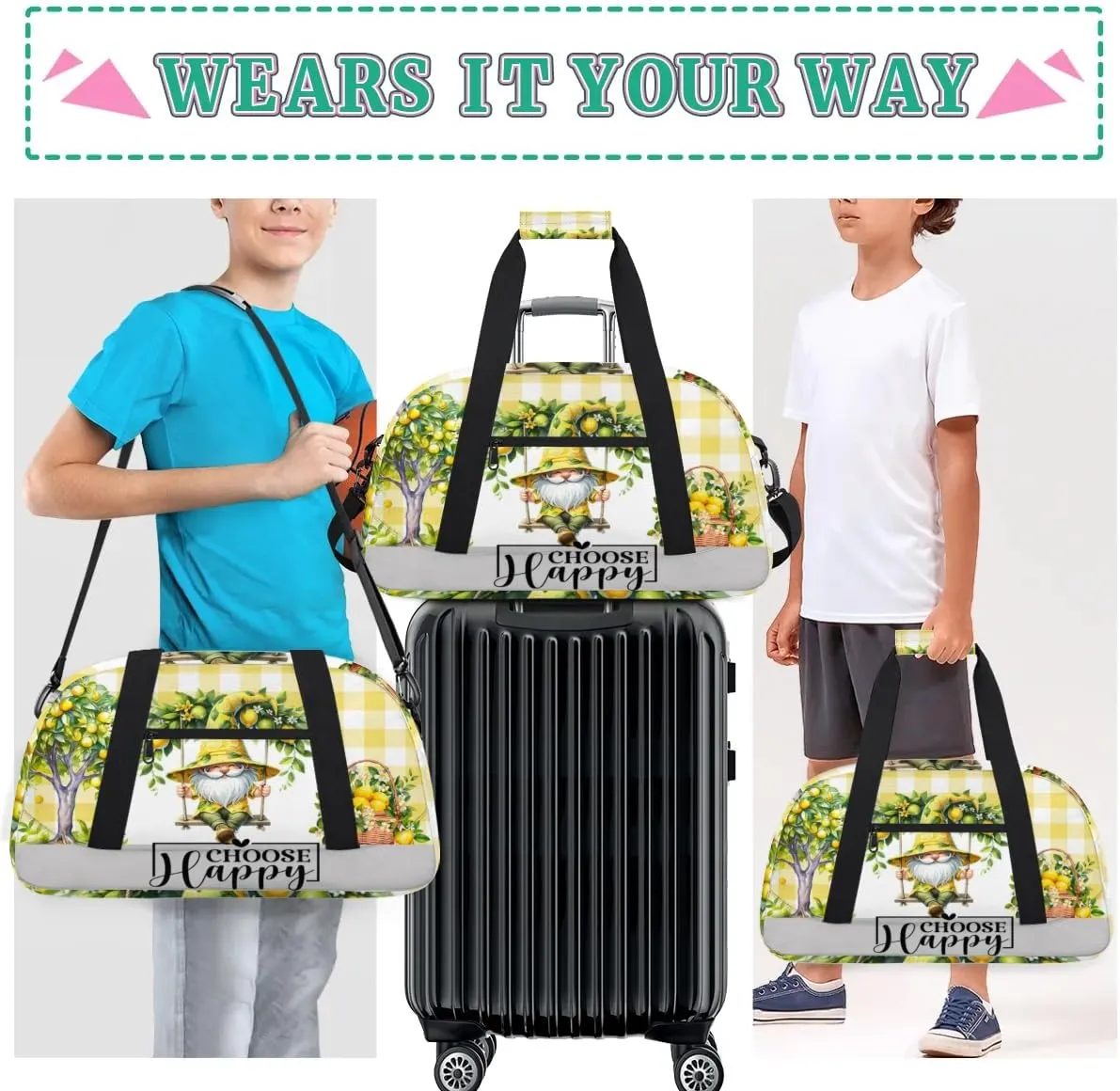 Duffle Bag Dwarf Lemon Tree Swing PersonalizedGym Bag Travel Bag Luggage Bag Waterproof Lightweight Sports for Dance Gymnastics Cheers Soccer Wrestling Hospital, for Weekender Overnight