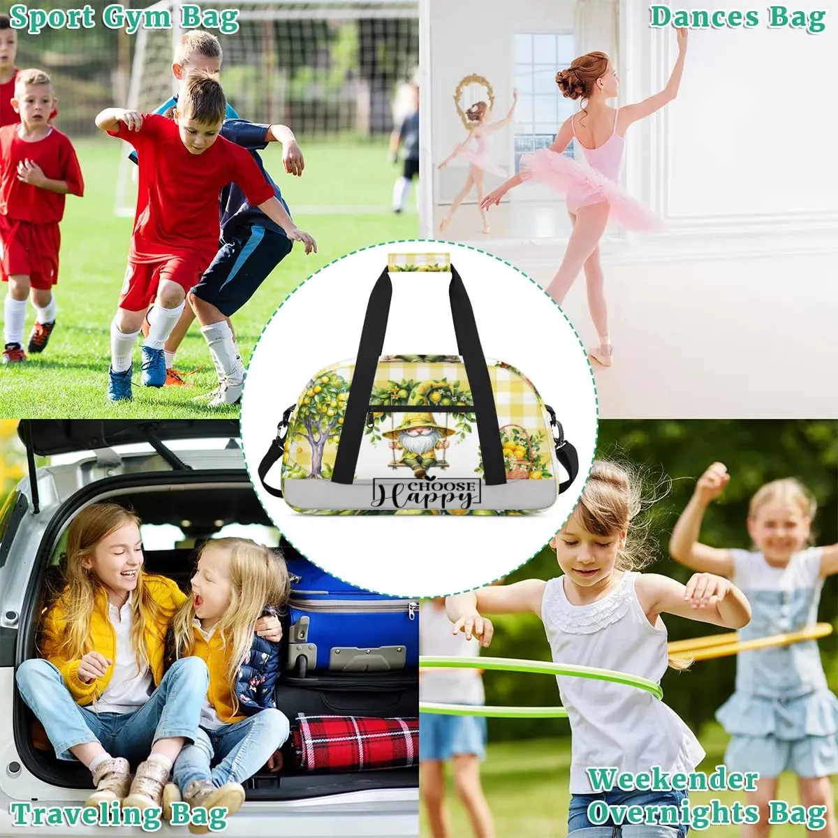 Duffle Bag Dwarf Lemon Tree Swing PersonalizedGym Bag Travel Bag Luggage Bag Waterproof Lightweight Sports for Dance Gymnastics Cheers Soccer Wrestling Hospital, for Weekender Overnight