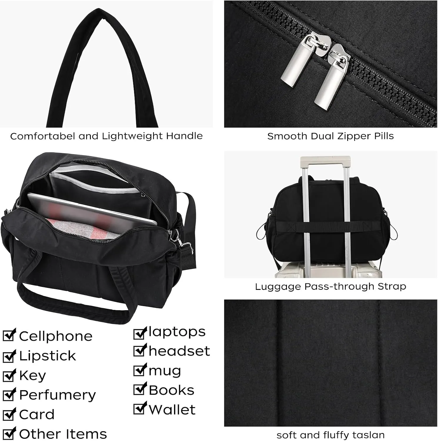 Duffle Bag for Travel, Gym Bag for Women, Small Puffer Tote Carry On Bag, Duffle Weekender Bag with Wet Pocket