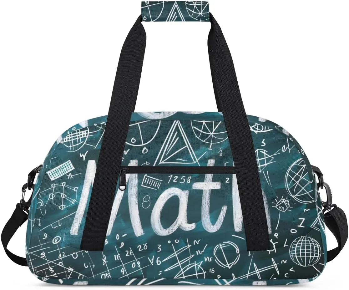 Duffle Bag Formula Globe Blackboard Classroom Gym Bag Travel Bag Luggage Bag Waterproof Lightweight Sports for Dance Gymnastics Cheers Soccer Wrestling Hospital, for Weekender Overnight