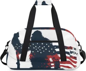 Duffle Bag Gorilla Ape Flag Patriotic Gym Bag Travel Bag Luggage Bag Waterproof Lightweight Sports for Dance Gymnastics Cheers Soccer Wrestling Hospital, for Weekender Overnight