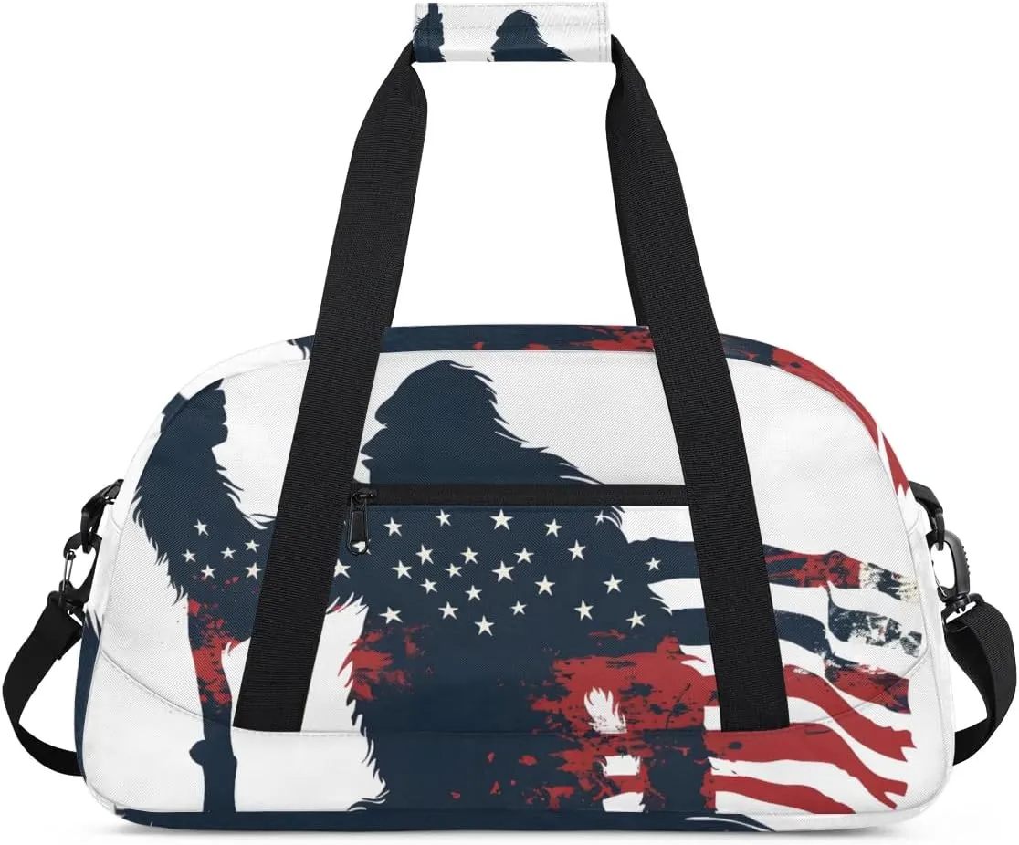 Duffle Bag Gorilla Ape Flag Patriotic Gym Bag Travel Bag Luggage Bag Waterproof Lightweight Sports for Dance Gymnastics Cheers Soccer Wrestling Hospital, for Weekender Overnight