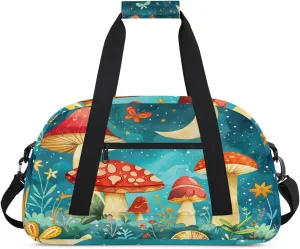Duffle Bag Mushroom Butterfly Moon Snail Gym Bag Travel Bag Luggage Bag Waterproof Lightweight Sports for Dance Gymnastics Cheers Soccer Wrestling Hospital, for Weekender Overnight