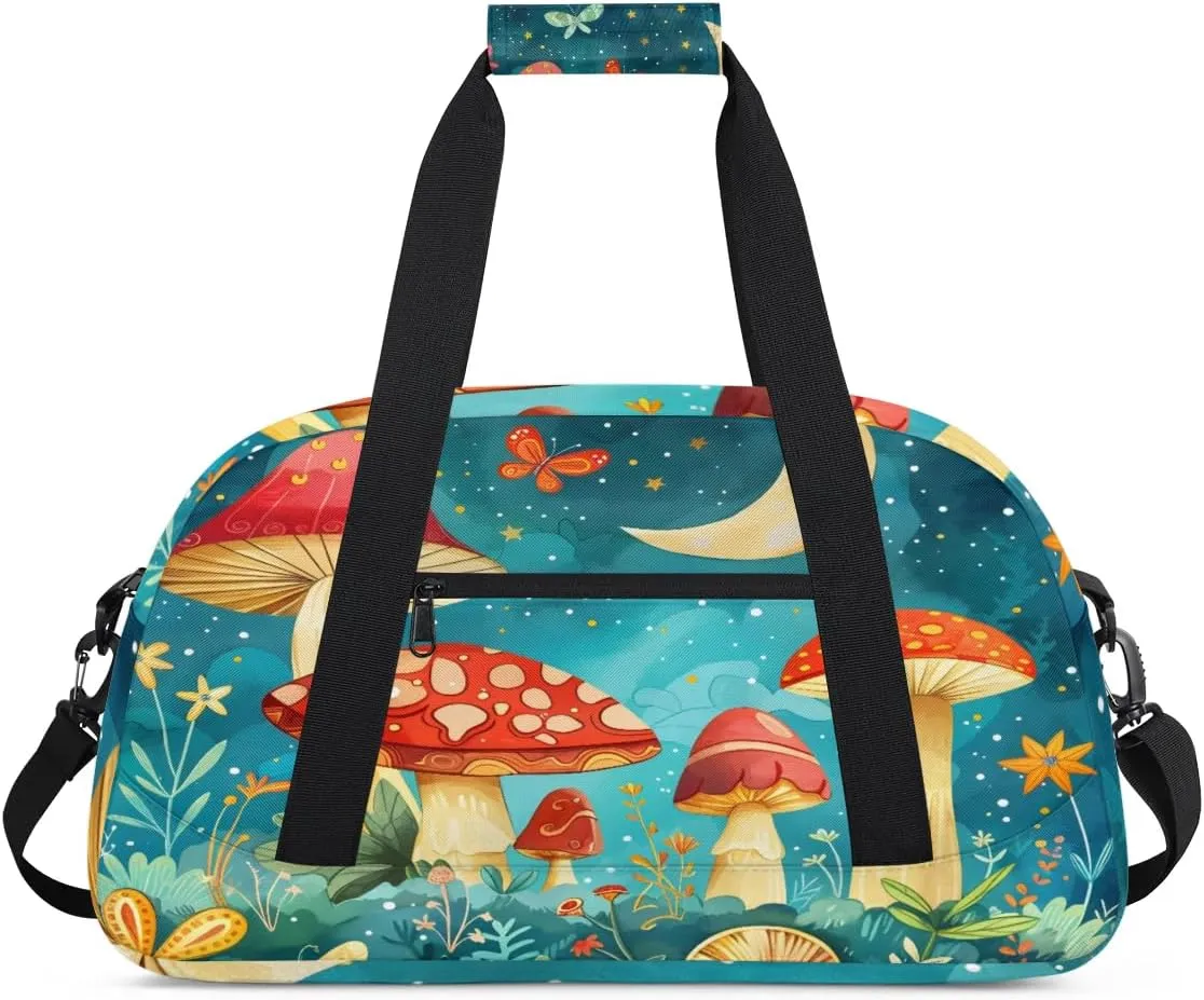 Duffle Bag Mushroom Butterfly Moon Snail Gym Bag Travel Bag Luggage Bag Waterproof Lightweight Sports for Dance Gymnastics Cheers Soccer Wrestling Hospital, for Weekender Overnight