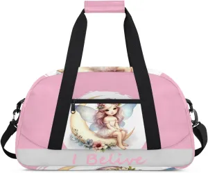 Duffle Bag Pink Elegant Fairy PersonalizedGym Bag Travel Bag Luggage Bag Waterproof Lightweight Sports for Dance Gymnastics Cheers Soccer Wrestling Hospital, for Weekender Overnight