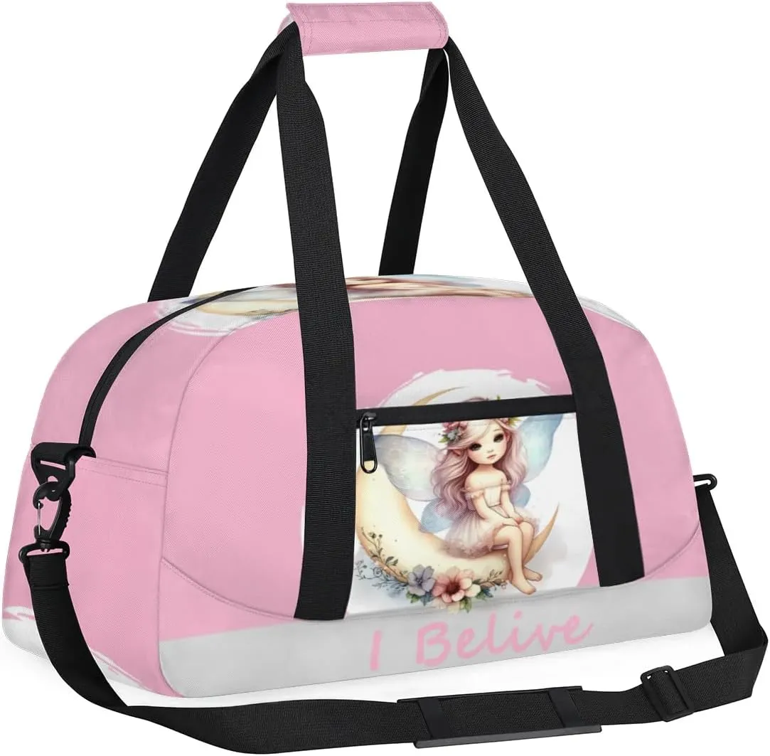 Duffle Bag Pink Elegant Fairy PersonalizedGym Bag Travel Bag Luggage Bag Waterproof Lightweight Sports for Dance Gymnastics Cheers Soccer Wrestling Hospital, for Weekender Overnight