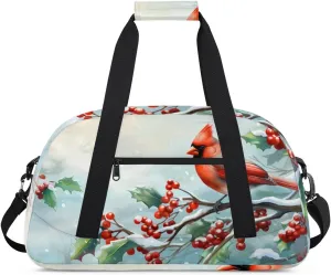 Duffle Bag Poinsettia Snowflakes Red Patriarch Gym Bag Travel Bag Luggage Bag Waterproof Lightweight Sports for Dance Gymnastics Cheers Soccer Wrestling Hospital, for Weekender Overnight