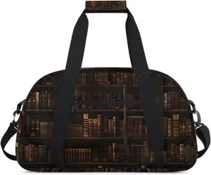 Duffle Bag Retro Book Shelf Gym Bag Travel Bag Luggage Bag Waterproof Lightweight Sports for Dance Gymnastics Cheers Soccer Wrestling Hospital, for Weekender Overnight