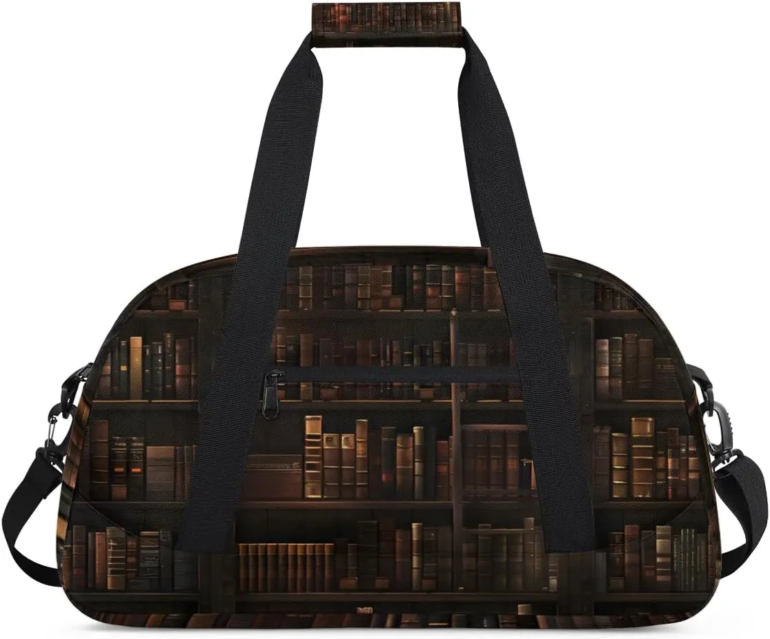 Duffle Bag Retro Book Shelf Gym Bag Travel Bag Luggage Bag Waterproof Lightweight Sports for Dance Gymnastics Cheers Soccer Wrestling Hospital, for Weekender Overnight