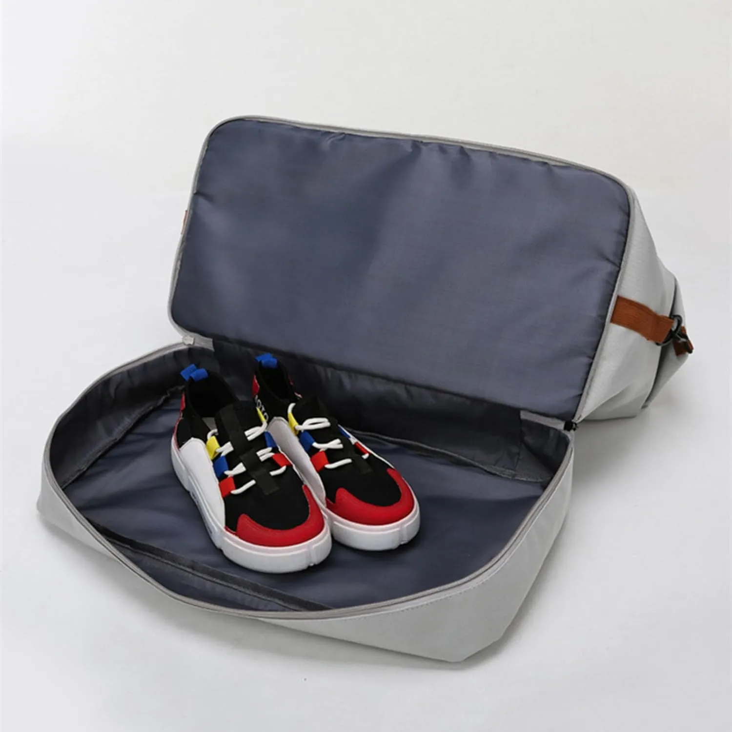 Duffle Bag with Independent Shoe Holder,Large Capacity,Canvas Material,Reusable Strong Load Bearing Multi-Pocket Storage Splash-Proof Dry Wet Outdoor Fitness Bag Travel Supplies for Men Women Blue