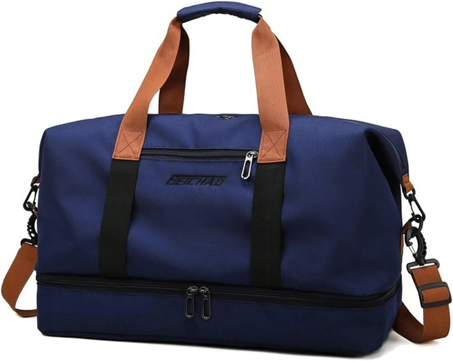 Duffle Bag with Independent Shoe Holder,Large Capacity,Canvas Material,Reusable Strong Load Bearing Multi-Pocket Storage Splash-Proof Dry Wet Outdoor Fitness Bag Travel Supplies for Men Women Blue
