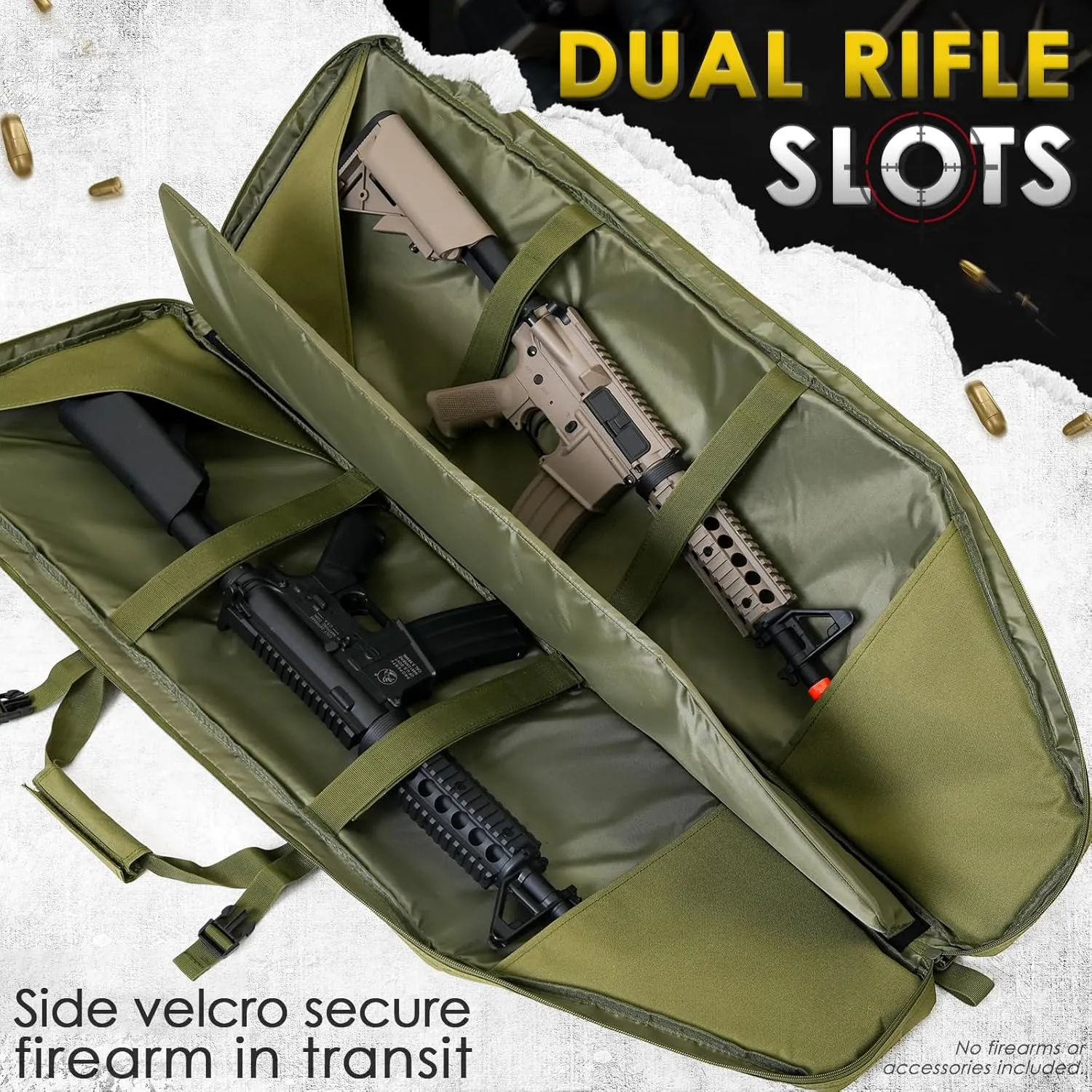 DULCE DOM Double Rifle Case 36/42/48 inch Soft Gun Bag Tactical Backpack with Removable Dividers for Hunting Shooting Range, MOLLE System Multiple Magazine Pouches & Accessory Bags