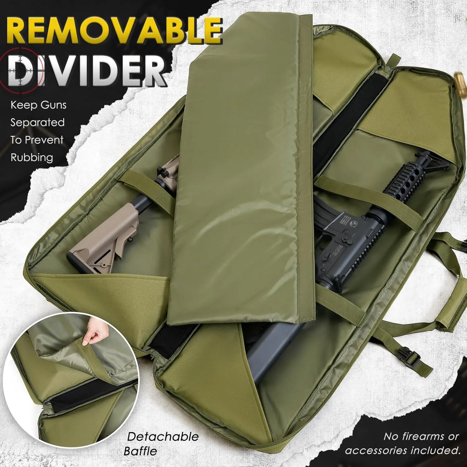 DULCE DOM Double Rifle Case 36/42/48 inch Soft Gun Bag Tactical Backpack with Removable Dividers for Hunting Shooting Range, MOLLE System Multiple Magazine Pouches & Accessory Bags