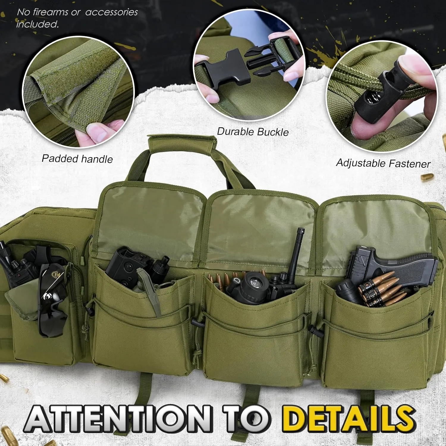DULCE DOM Double Rifle Case 36/42/48 inch Soft Gun Bag Tactical Backpack with Removable Dividers for Hunting Shooting Range, MOLLE System Multiple Magazine Pouches & Accessory Bags