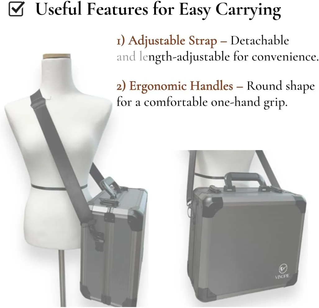 Durable Aluminum Hard Shell Silver Carrying Case Holder – Travel Case with EVA Foam Inserts, Fits Riedel Performance Pinot Noir (Glasses Not Included)