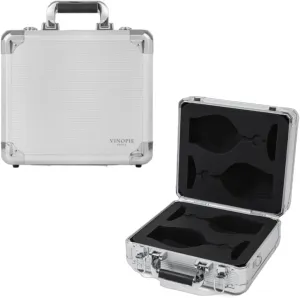 Durable Aluminum Hard Shell Silver Carrying Case Holder – Travel Case with EVA Foam Inserts, Fits Riedel Performance Pinot Noir (Glasses Not Included)
