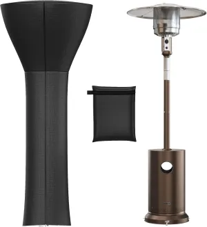 EAST OAK Patio Heater Covers with 300D Oxford Fabric, Zipper, Storage Bag, Waterproof, Dustproof, Wind-Resistant , Sunlight-Resistant, Snow-Resistant, 89'' Height x 33" Dome x 19" Base, Black, 1 Pack