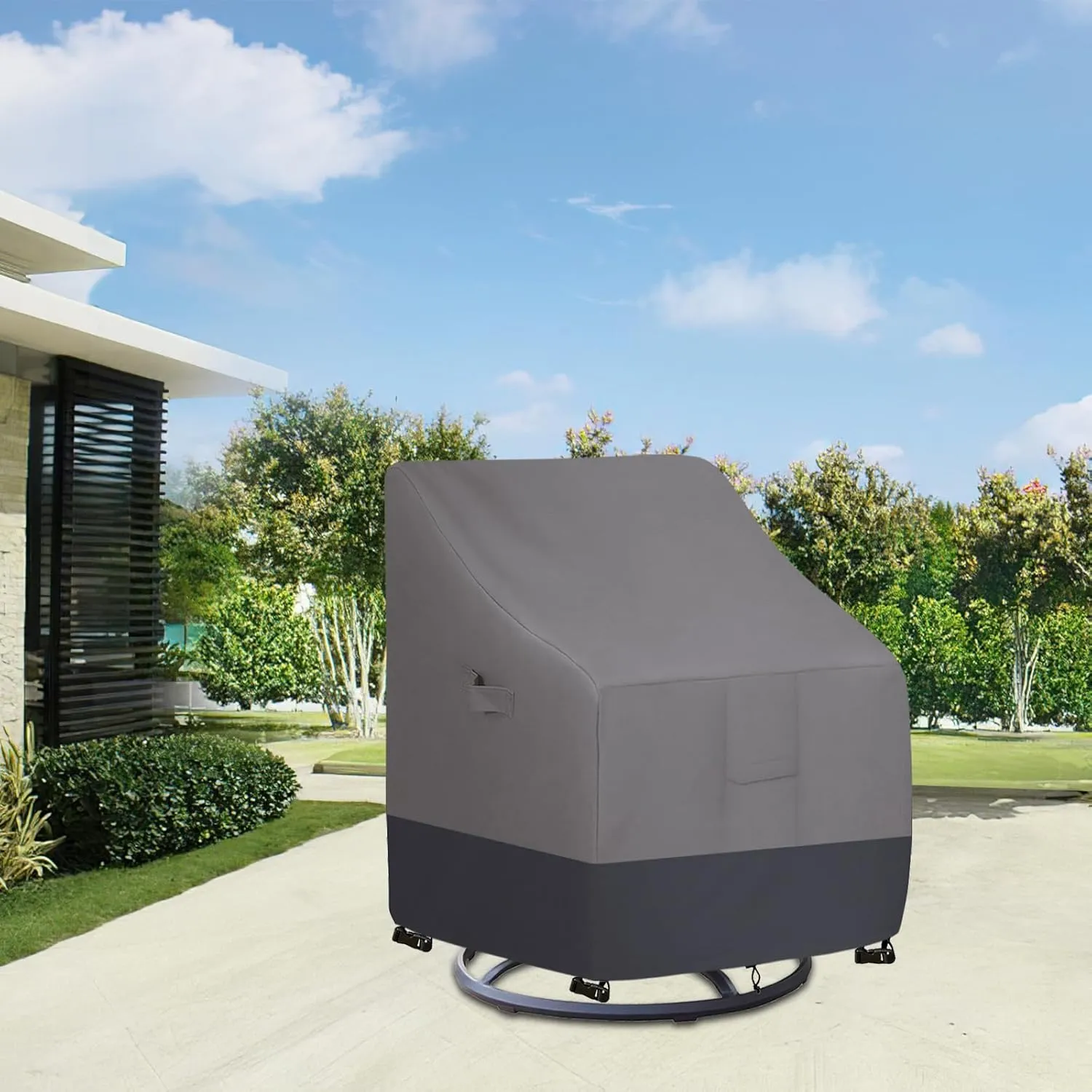 Easy-Going Outdoor Swivel Chair Cover Waterproof, Heavy Duty Patio Chair Cover, Windproof Outdoor Furniture Cover with Air Vent (2 Pack-28Wx33Dx38.5H inch, Gray/Dark Gray)
