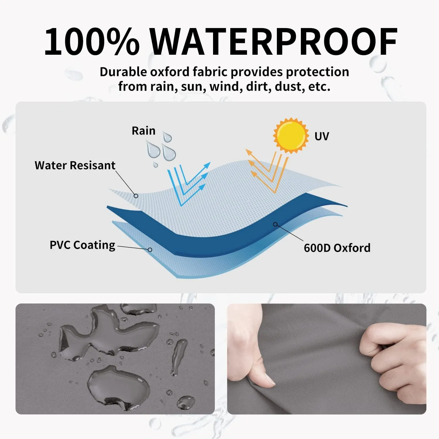 Easy-Going Waterproof Outdoor Sofa Cover - Heavy Duty 2 Seater Outdoor Loveseat - Windproof Patio Furniture with Air Vent (60Wx35Dx35H inch, Gray/Dark Gray)