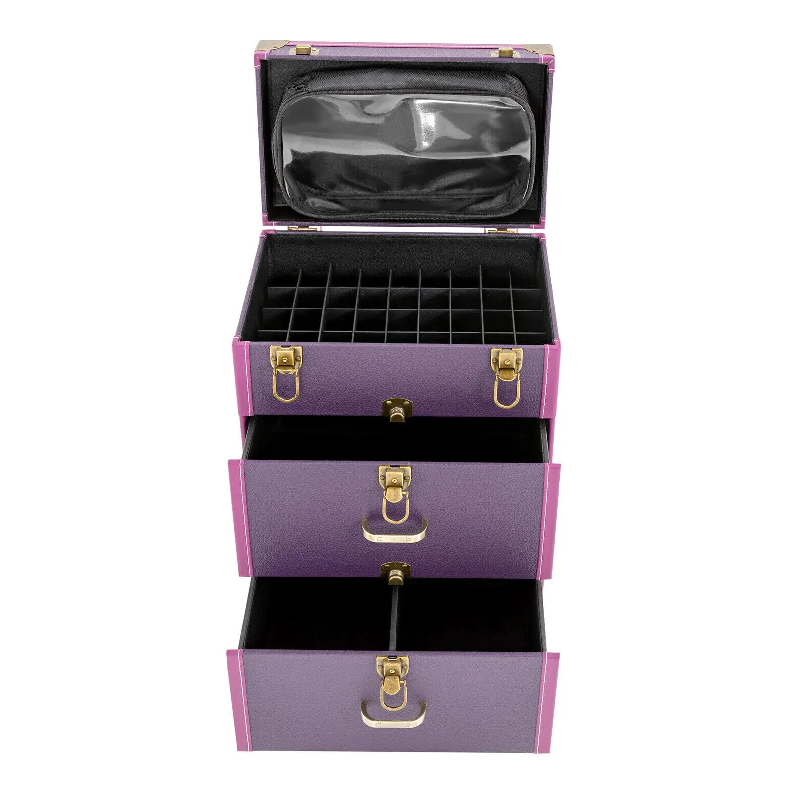 EcoTypee Rolling Makeup Case Cosmetic Train Case Trolley Storage Polish Organizer Purple