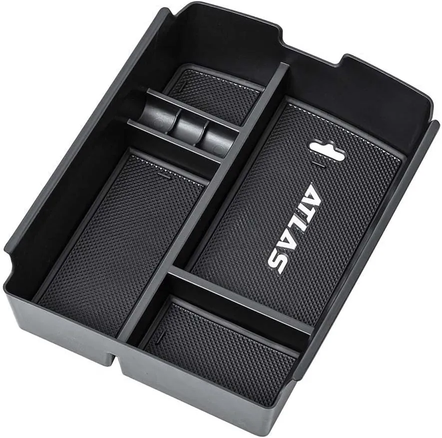 EDBETOS Center Console Organizer Tray Compatible with Atlas Accessories 2018 2019 2020 2021 2022 2023 Secondary Armrest Storage Glove Box Divider ABS Black Materials