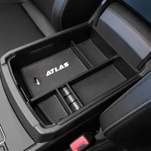 EDBETOS Center Console Organizer Tray Compatible with Atlas Accessories 2018 2019 2020 2021 2022 2023 Secondary Armrest Storage Glove Box Divider ABS Black Materials