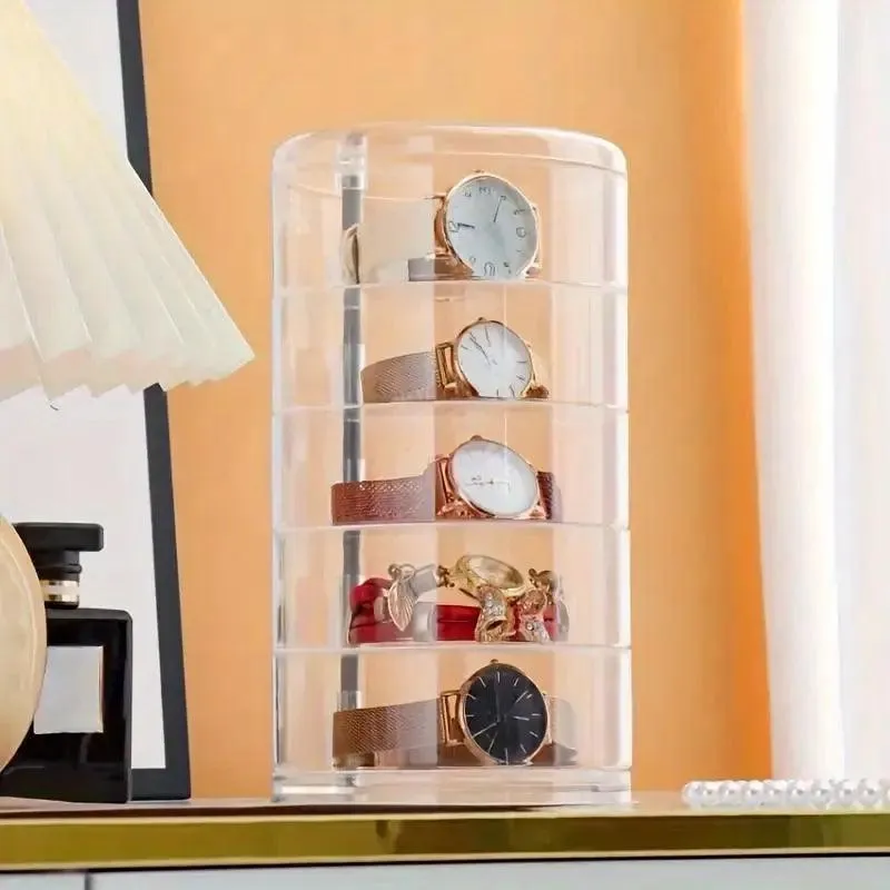 Elegant Rotating Jewelry Organizer – Transparent, Multi-Layer Storage Box