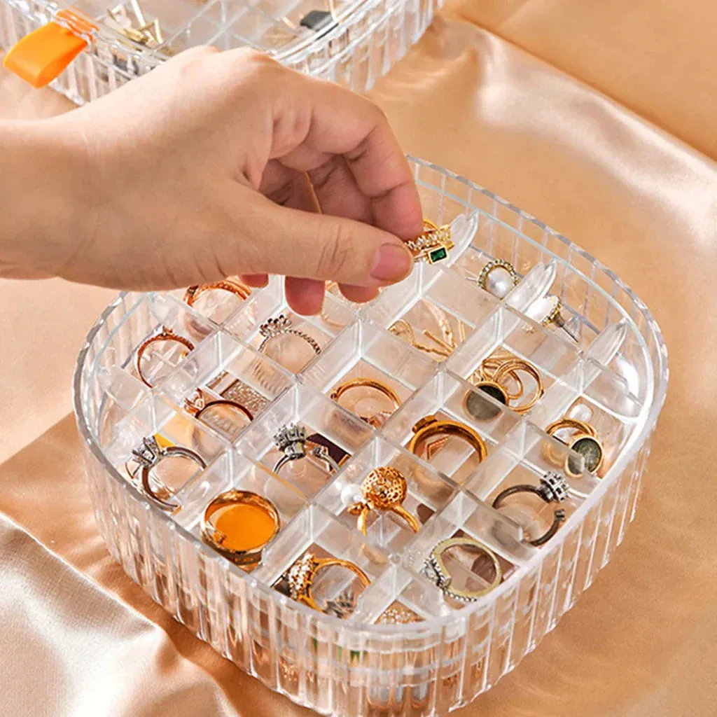 Elegant Transparent Crystal Portable Jewellery Box