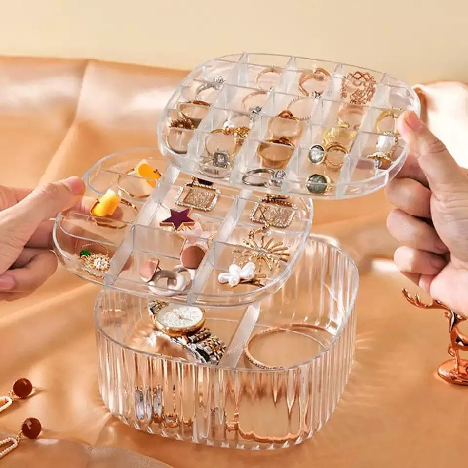 Elegant Transparent Crystal Portable Jewellery Box