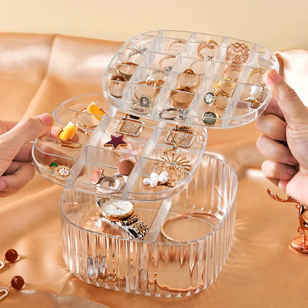 Elegant Transparent Crystal Portable Jewellery Box