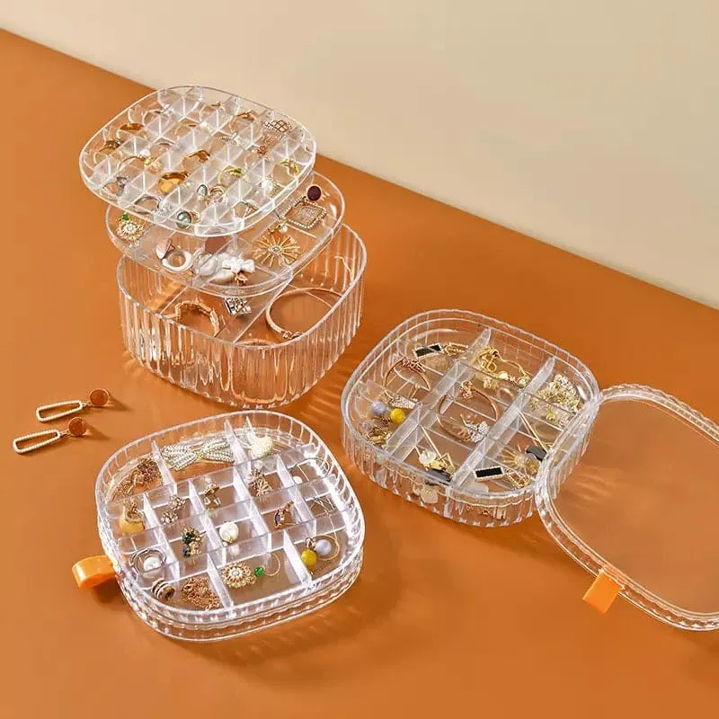 Elegant Transparent Crystal Portable Jewellery Box