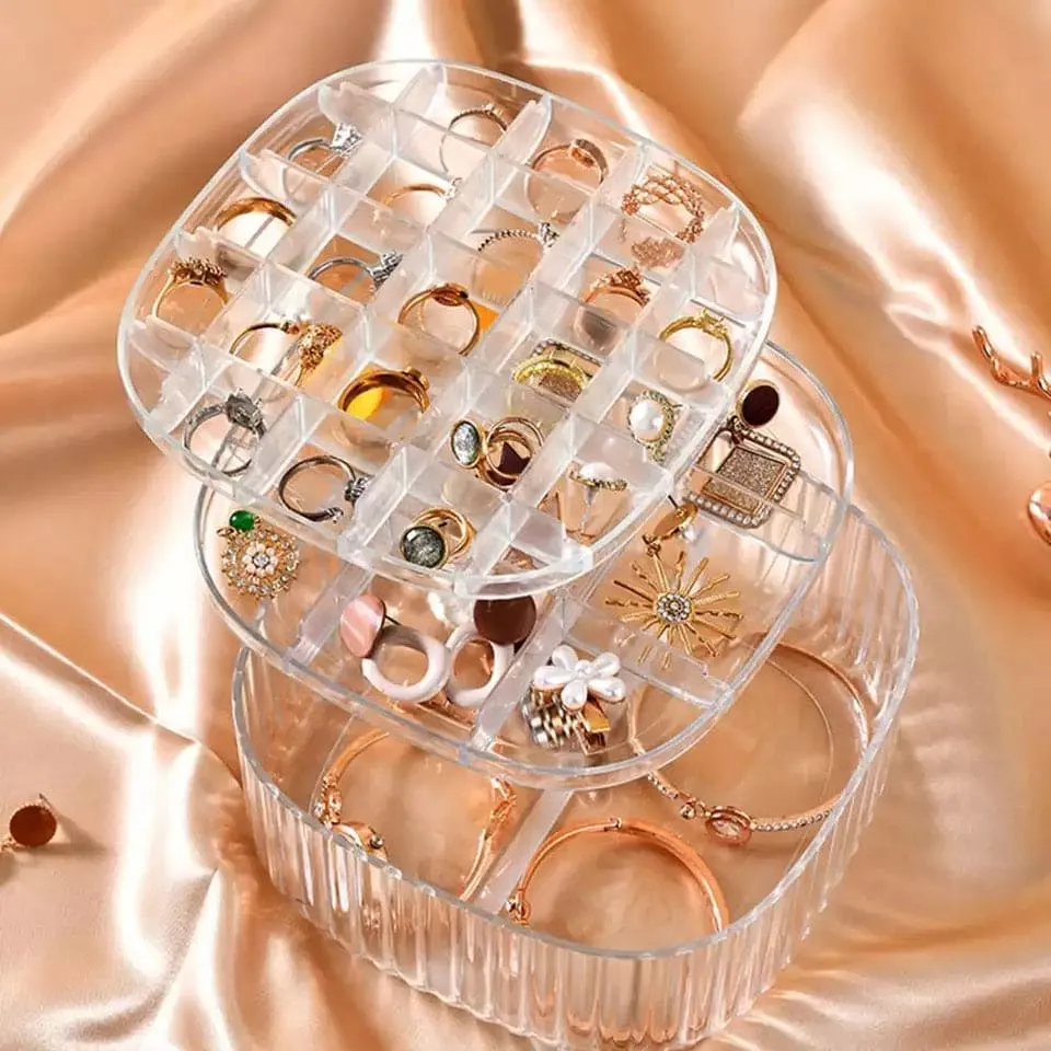 Elegant Transparent Crystal Portable Jewellery Box