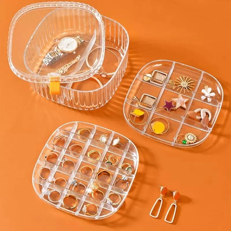Elegant Transparent Crystal Portable Jewellery Box