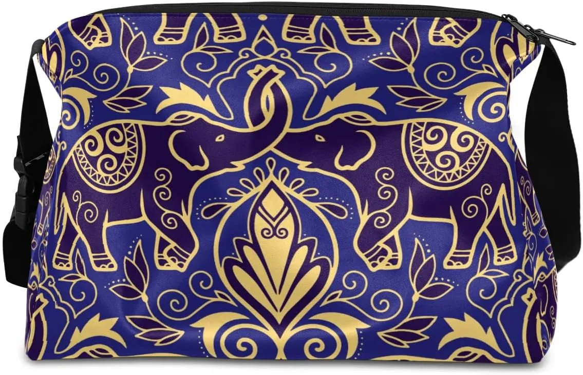 Elephant Totem Print Small Gym Bag for Men Women Workout Sport Duffle Bag Waterproof Weekender Overnight Bag Lightweight Carry on Tote Bag Crossbody Shoulder Travel Bag for Swim Yoge Dance
