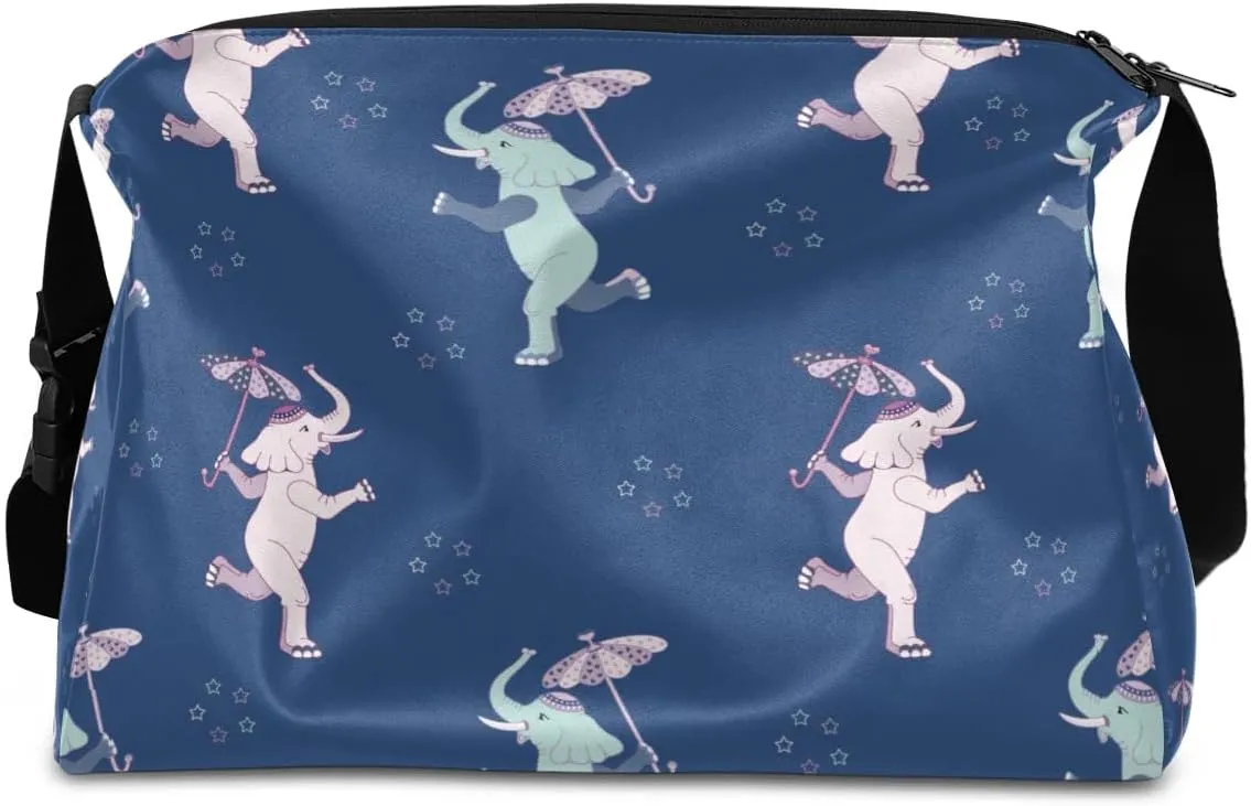 Elephant Umbrella Small Gym Bag for Men Women Workout Sport Duffle Bag Waterproof Weekender Overnight Bag Lightweight Carry on Tote Bag Crossbody Shoulder Travel Bag for Swim Yoge Dance