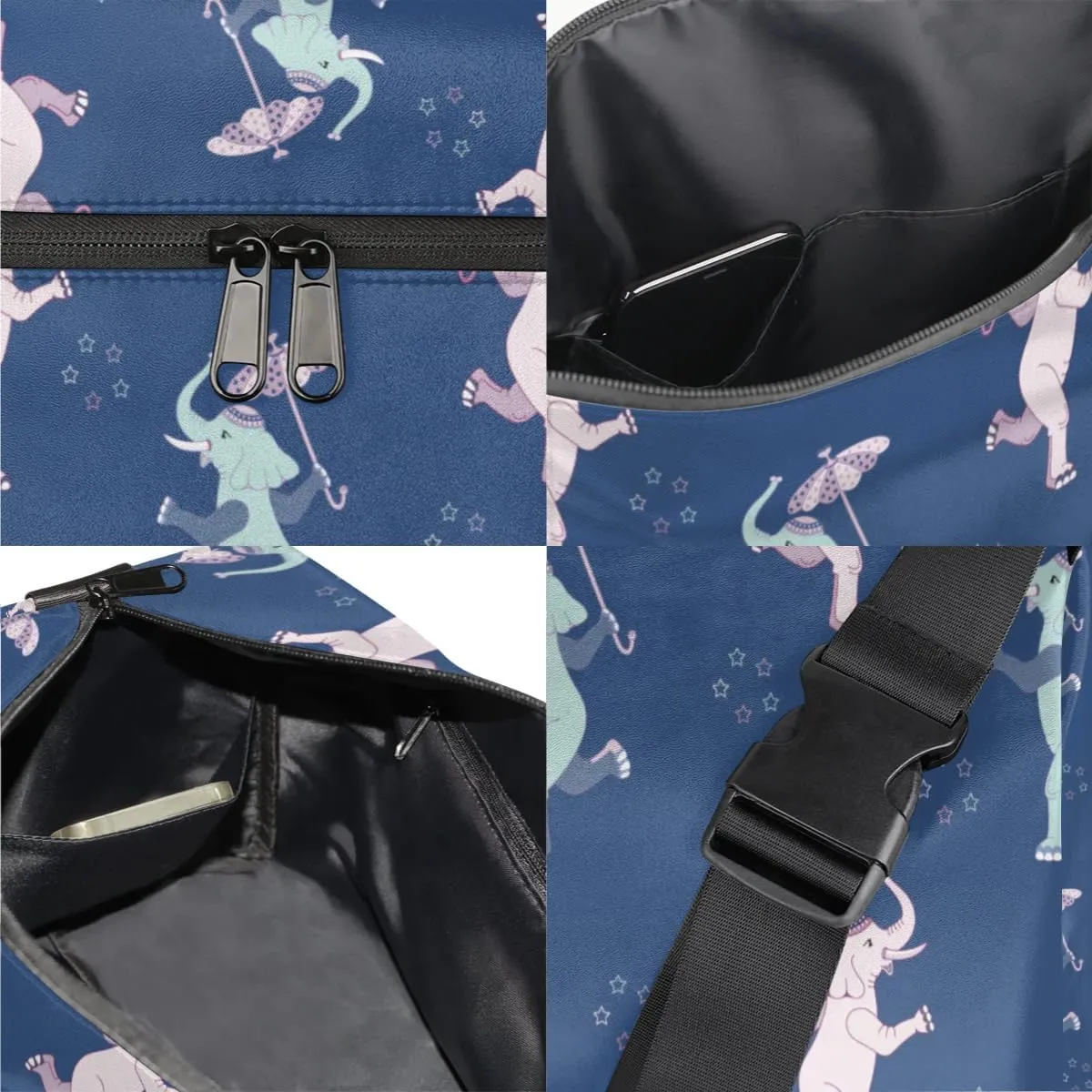 Elephant Umbrella Small Gym Bag for Men Women Workout Sport Duffle Bag Waterproof Weekender Overnight Bag Lightweight Carry on Tote Bag Crossbody Shoulder Travel Bag for Swim Yoge Dance