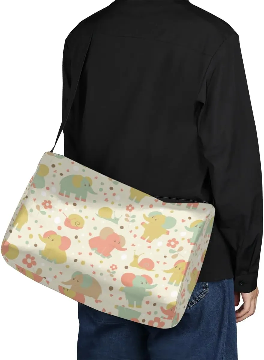 Elephants Snail Flower Small Gym Bag for Men Women Workout Sport Duffle Bag Waterproof Weekender Overnight Bag Lightweight Carry on Tote Bag Crossbody Shoulder Travel Bag for Swim Yoge Dance