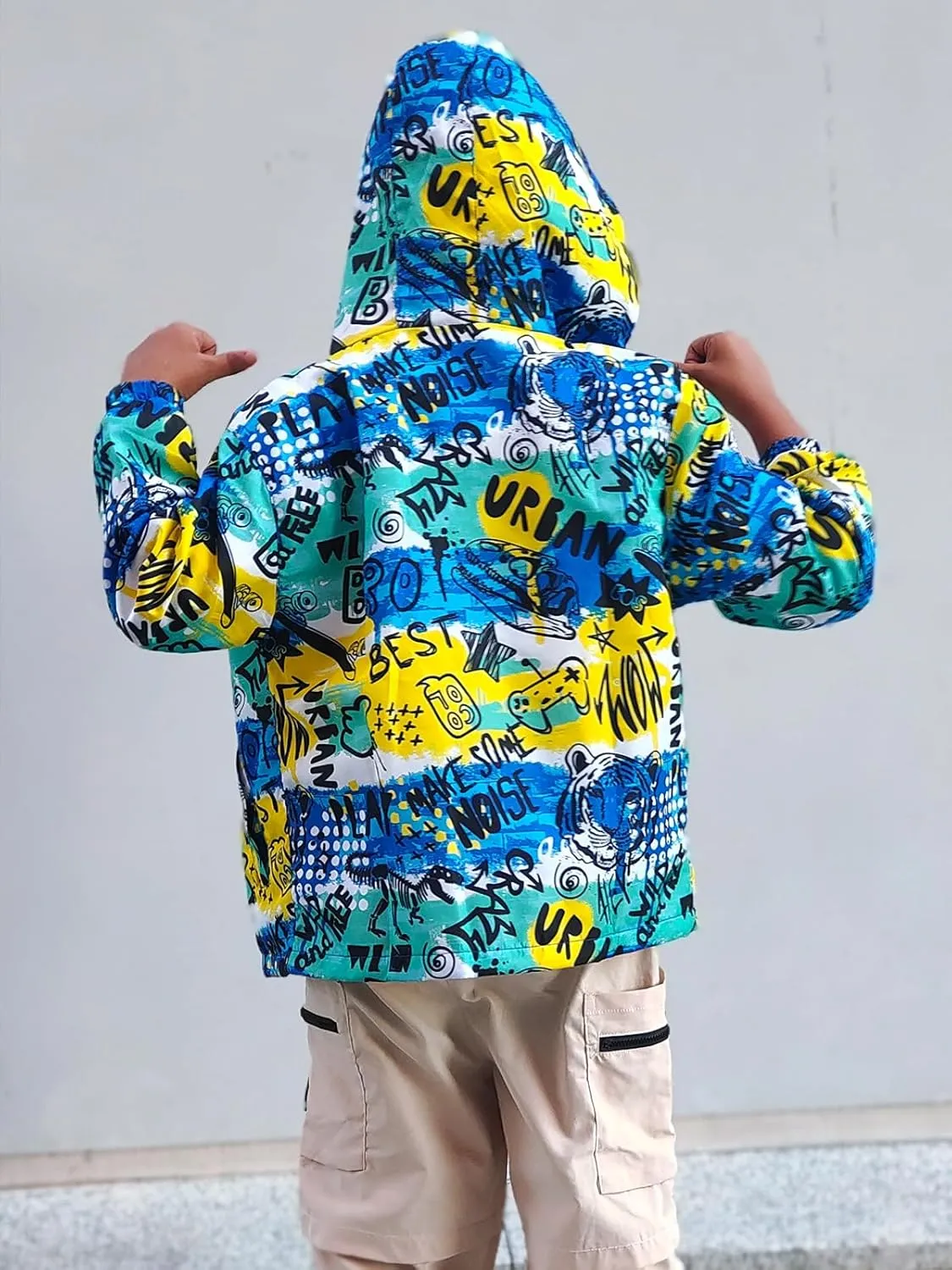 ESTAMICO Boys Windbreaker Jacket Fashion Hoodies Outwear Coat Waterproof Zipper Raincoat, 4T-12