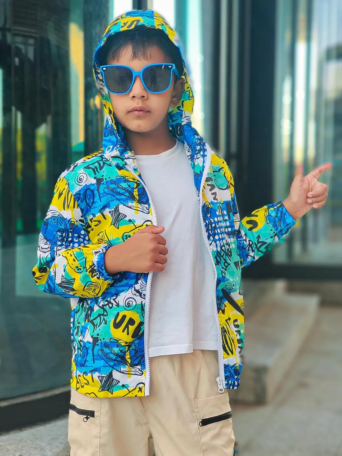 ESTAMICO Boys Windbreaker Jacket Fashion Hoodies Outwear Coat Waterproof Zipper Raincoat, 4T-12