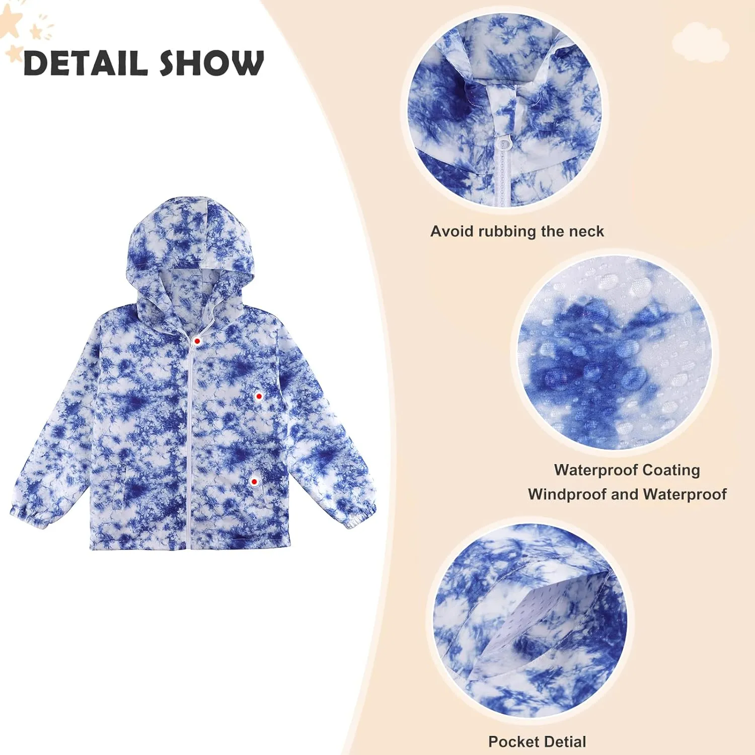 ESTAMICO Boys Windbreaker Jacket Fashion Hoodies Outwear Coat Waterproof Zipper Raincoat, 4T-12