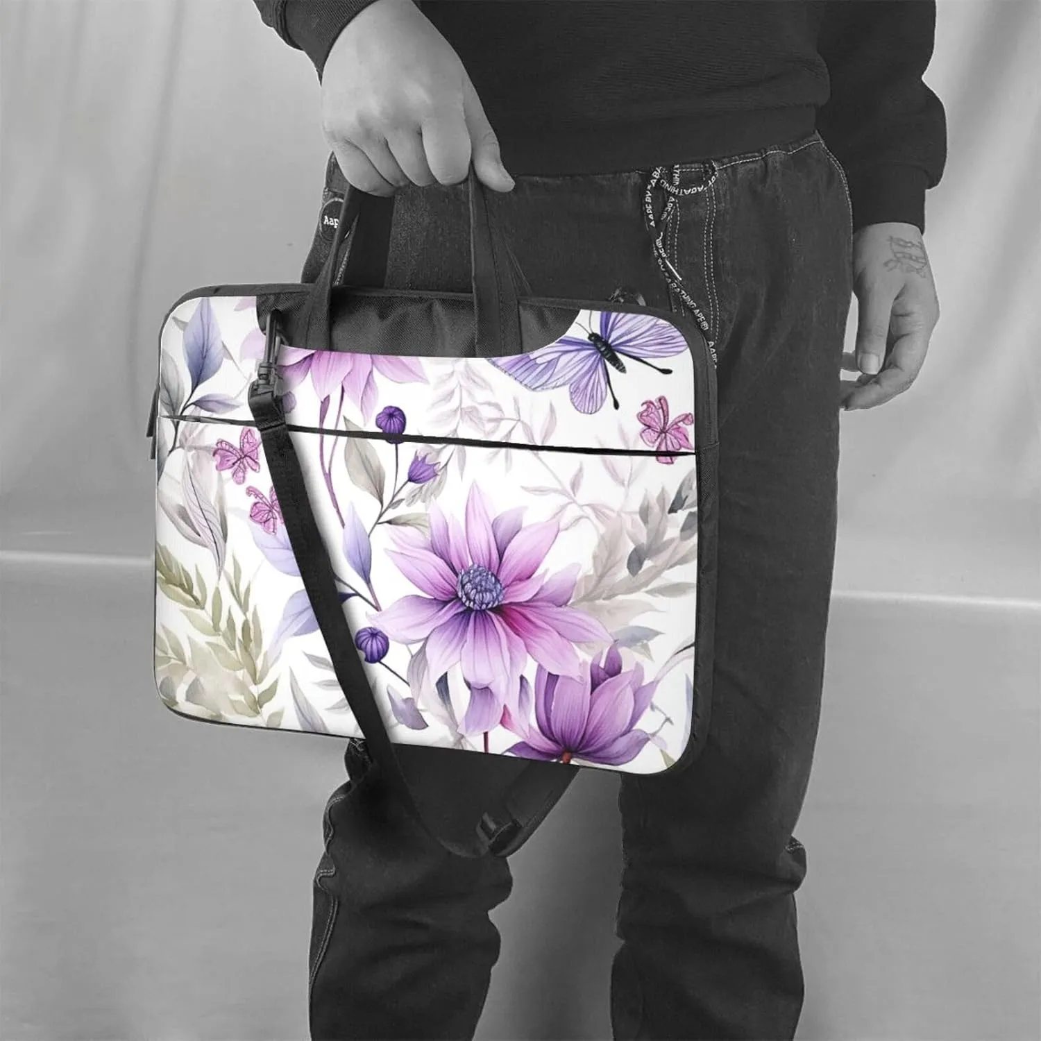 Eternal Flowers Laptop Bag Laptop Messenger Shoulder Bag Travel Computer Bag for Women Men
