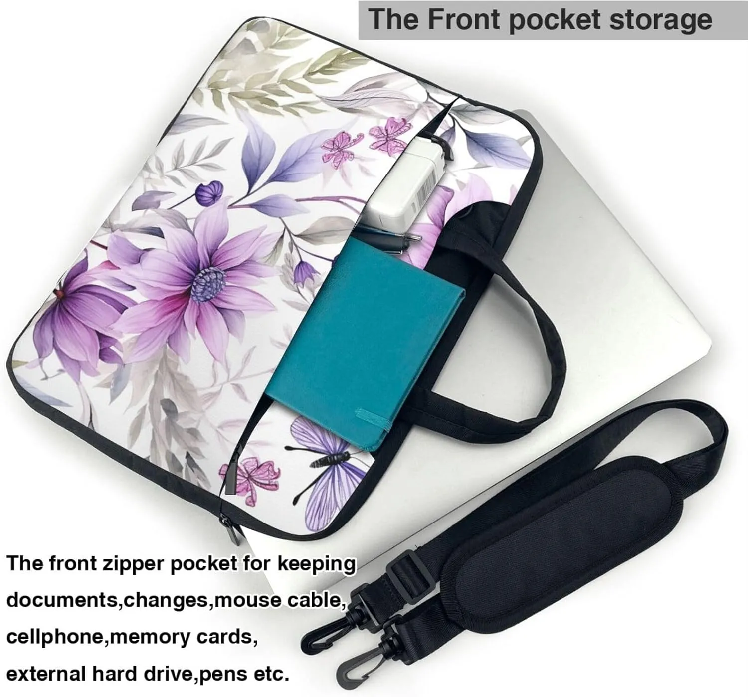 Eternal Flowers Laptop Bag Laptop Messenger Shoulder Bag Travel Computer Bag for Women Men