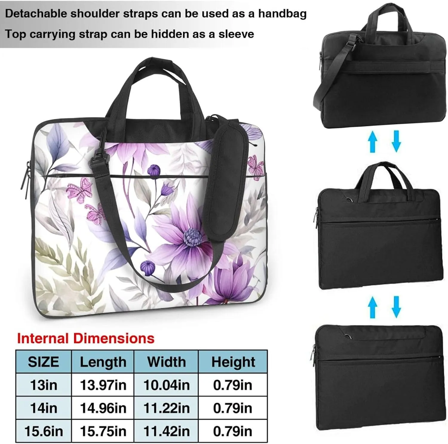Eternal Flowers Laptop Bag Laptop Messenger Shoulder Bag Travel Computer Bag for Women Men