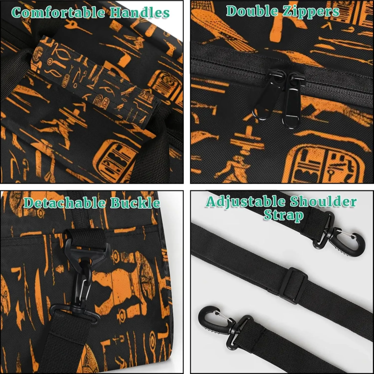 Ethnic Egypt Egyptian Gym Bag for Women Men, Sports Travel Duffel Bag Lightweight Workout Bag Carry On Overnight Weekender Bag