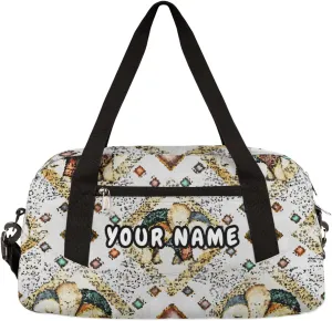 Ethnic Style Elephant Personalized Kids Duffel Bag for Girls Boys, Elephant Debris Custom Dance Bag Overnight Small Duffel Bag Carry On Weekend Sports Travel Bag for School Practice Gymnastics Ballet