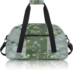 Eucalyptus Leaves Green Leaves Small Gym Bag 18 inch Carry On Duffel Bag for Weekender Travel Sports Workout Yoga Gymnastics Dance Ballet