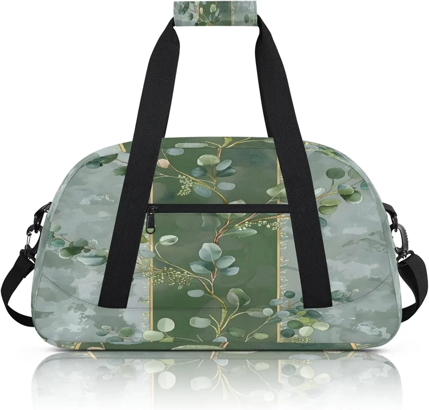 Eucalyptus Leaves Green Leaves Small Gym Bag 18 inch Carry On Duffel Bag for Weekender Travel Sports Workout Yoga Gymnastics Dance Ballet